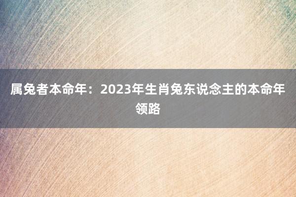 属兔者本命年：2023年生肖兔东说念主的本命年领路