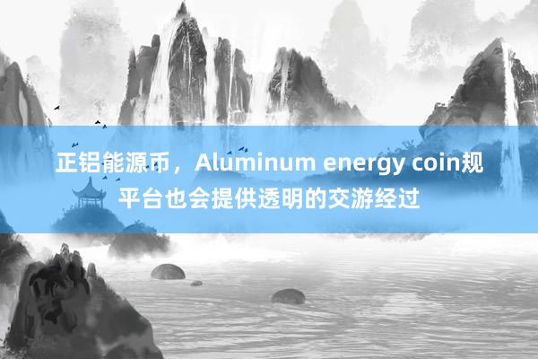 正铝能源币，Aluminum energy coin规平台也会提供透明的交游经过